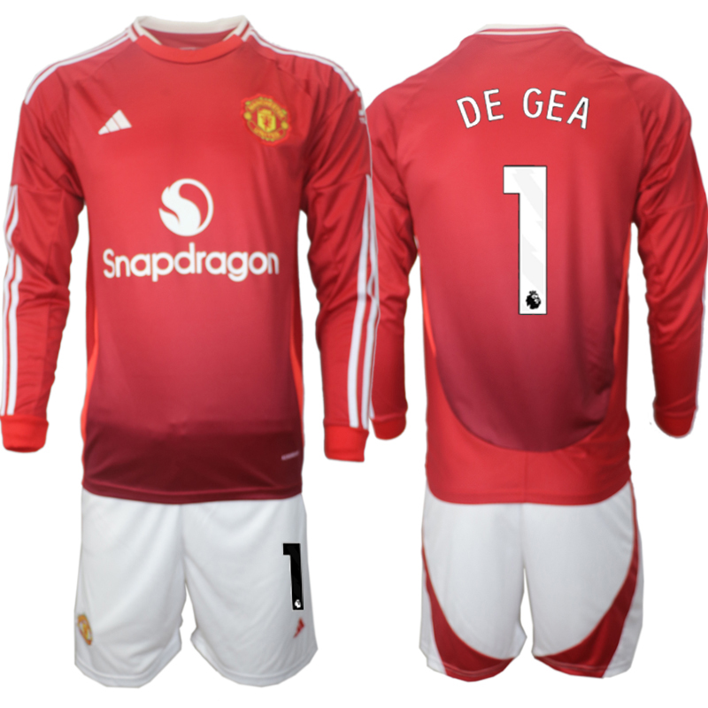 Men 2024-2025 Club Manchester United home Long Sleeves Red #1 Soccer Jersey